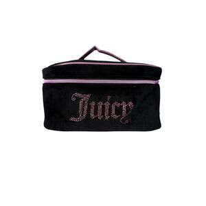 Juicy Couture Black Velour Rhinestone Travel Cosmetic Train Case NWT